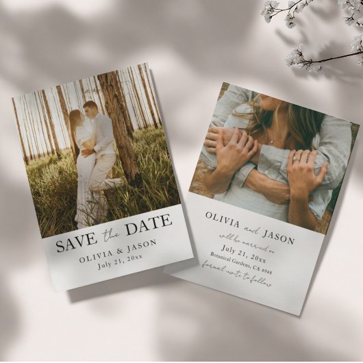 Einfache 2-Foto-Hochzeit - Save the Date