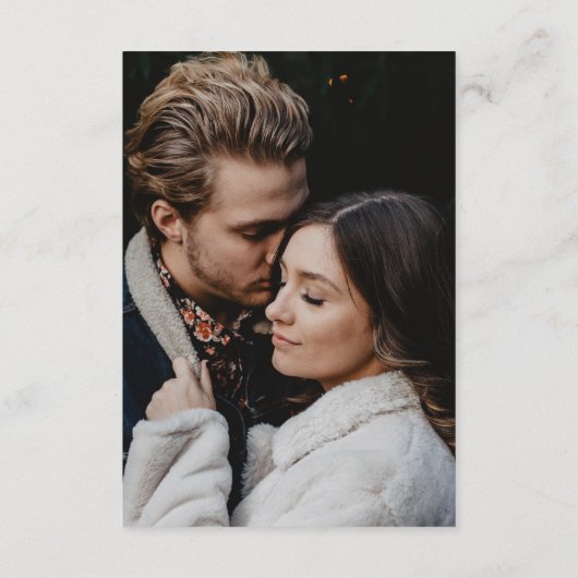 Einfache 2-Foto-Overlay-Skript-Hochzeit Begleitkarte (Rückseite)