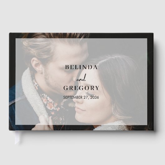 Einfache 2-Foto-Overlay-Skript-Hochzeit Gästebuch (Vorderseite)