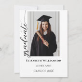 Einfache 2-Foto-Schwarze Kalligrafie-Script-Abschl Ankündigung (Vorderseite)