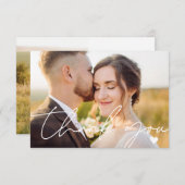 Einfache 2-Foto-Script-Hochzeit Dankeskarte (Vorne/Hinten)