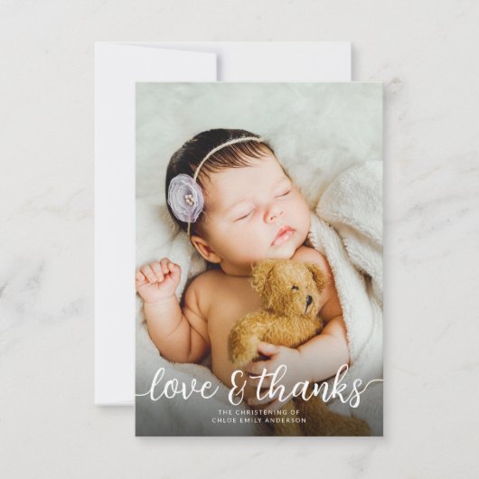 Einfache 2-Foto-Taufe Dankeskarte (Vorderseite)