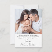 Einfache 2-Foto-Taufe Dankeskarte (Rückseite)