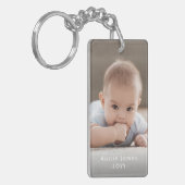 Einfache 2-Foto-Überlagerung mit weißem Text Schlüsselanhänger (Vorderseite links)