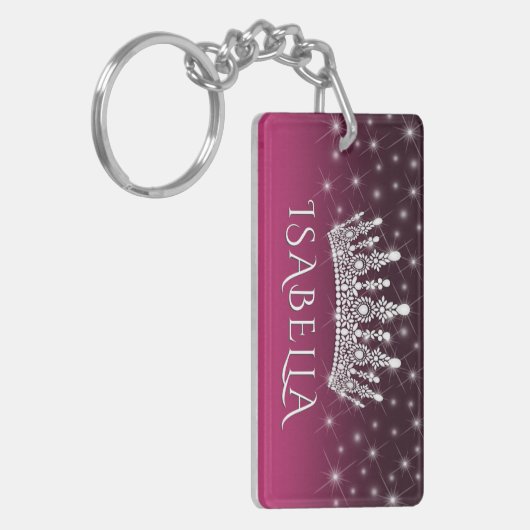 Einfache 2-Foto-Überlagerung mit weißem Text Schlüsselanhänger (Vorderseite links)