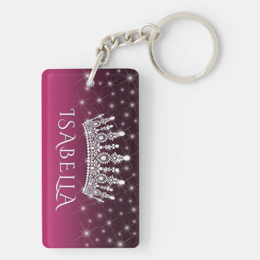 Einfache 2-Foto-Überlagerung mit weißem Text Schlüsselanhänger (Rückseite)