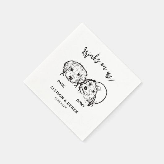 Einfache 2-Hunde-Gesichtsgetränke für Haustiere be Serviette (Ecke)