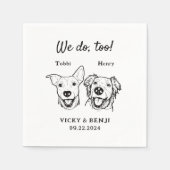 Einfache 2 Hunde Hochzeitscocktail Serviette (Vorderseite)