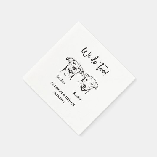 Einfache 2 Hunde Sketch-Hochzeit Serviette (Ecke)