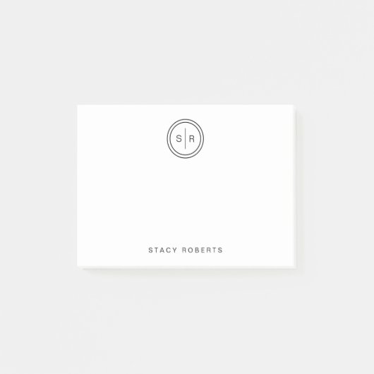 Einfache 2 Mit Monogramm Anfangskreis Post-it Klebezettel (Vorderseite)