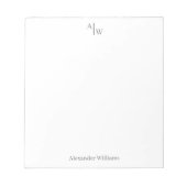 Einfache 2 Monogramm Beruflicher Schreibtisch Grau Notizblock (Vorderseite)