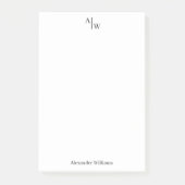 Einfache 2 Monogramm Berufliches Grundschwarz Post-it Klebezettel (Vorderseite)