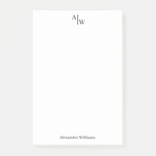 Einfache 2 Monogramm Berufliches Grundschwarz Post-it Klebezettel (Vorderseite)