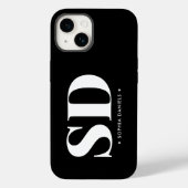 Einfache 2 Monogramm erste Retro-Schwarz-weiß Case-Mate iPhone Hülle (Rückseite)