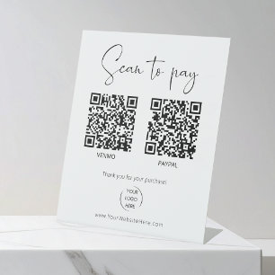 Einfache 2 QR-Codes Scannen zum Bezahlen mit Logo Sockelschild