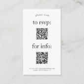 Einfache 2 QR Codes UAWG Information Foto Hochzeit Begleitkarte (Vorderseite)