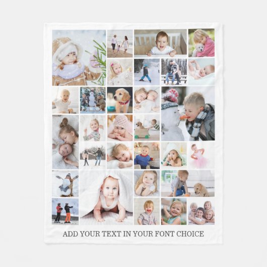 Einfache 30-Bild-Collage benutzerdefinierte Farbe  Fleecedecke (Vorderseite)