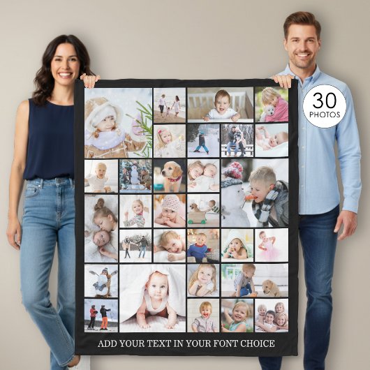 Einfache 30-Bild-Collage benutzerdefinierte Farbe Fleecedecke
