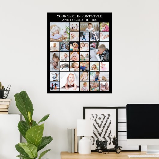 Einfache 30-Bild-Collage benutzerdefinierte Farbe  Poster (Heimbüro)