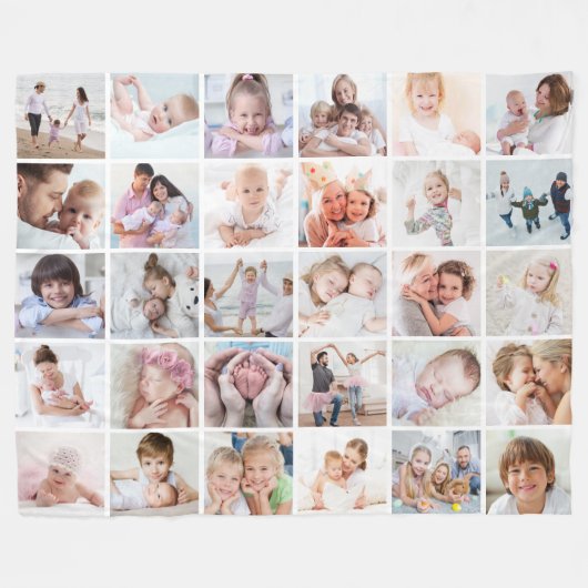 Einfache 30-Bild-Collage Vorlage Weiß Fleecedecke (Vorderseite (Horizontal))