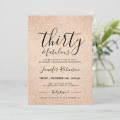 Einfache 30. Geburtstag Rose Gold Glitzer Paint Einladung (Stehend Vorderseite)
