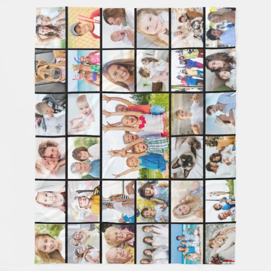 Einfache 33 FotoCollage Fleecedecke (Vorderseite)