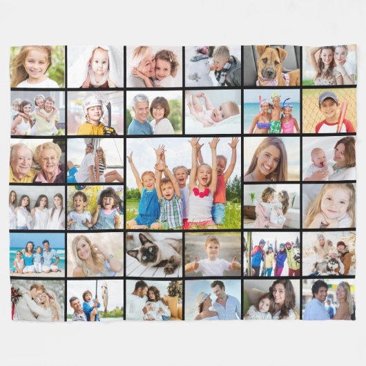Einfache 33 FotoCollage Fleecedecke (Vorderseite (Horizontal))