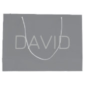 Einfache 3-dimensionale Darstellung | Grau Große Geschenktüte (Rückseite)