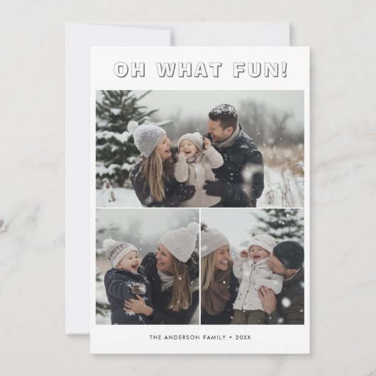 Einfache 3-Familie Foto Weihnachten Oh, was Spaß (Vorderseite)