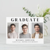 Einfache 3-Foto-Abschluss Ankündigung (Stehend Vorderseite)