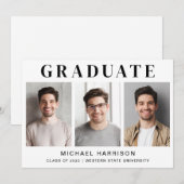 Einfache 3-Foto-Abschluss Ankündigung (Vorne/Hinten)