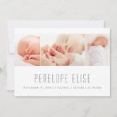 Einfache 3 Foto Collage Baby Birth Ankündigung (Vorderseite)