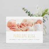 Einfache 3 Foto Collage Baby Geburtstag Bekanntgab Folieneinladung (Stehend vorne)