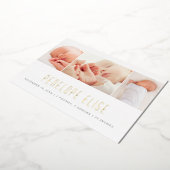 Einfache 3 Foto Collage Baby Geburtstag Bekanntgab Folieneinladung (Gedreht)