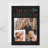 Einfache 3 Foto Collage farbenfrohe Weihnachten (Vorderseite)