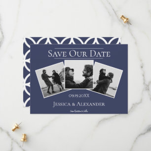 Einfache 3-Foto-Collage   Navy Save The Date