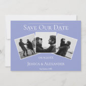 Einfache 3-Foto-Collage | Periwinkle Save The Date (Vorderseite)