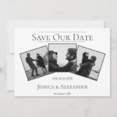 Einfache 3-Foto-Collage | Weißer Save The Date (Vorderseite)