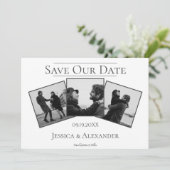 Einfache 3-Foto-Collage | Weißer Save The Date (Stehend Vorderseite)