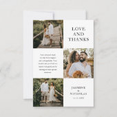 Einfache 3-Foto Hochzeit Dankeskarte (Vorderseite)