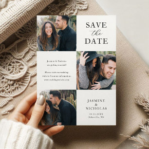 Einfache 3-Foto-Hochzeit Save The Date