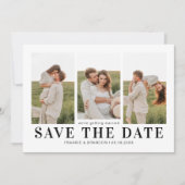 Einfache 3-Foto Hochzeit Sichern des Datums Save The Date (Vorderseite)