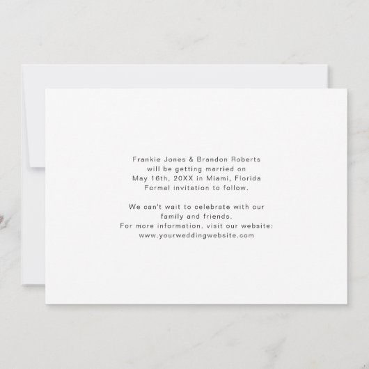 Einfache 3-Foto Hochzeit Sichern des Datums Save The Date (Rückseite)