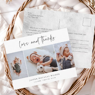 Einfache 3-Foto-Liebe und Dank Baby Danke Postkarte