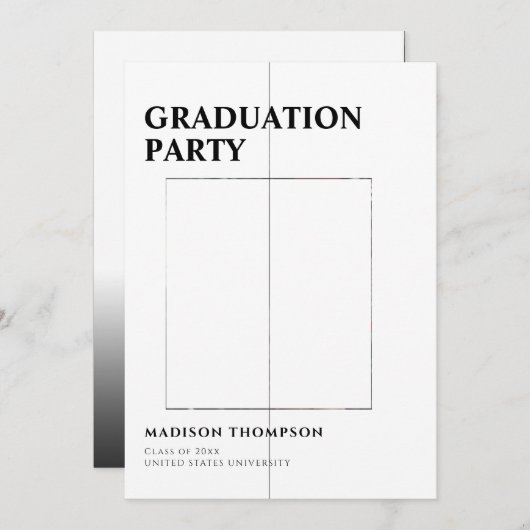 Einfache 3-Foto-Overlay Elegante Graduierungsparty Einladung (Vorne/Hinten)