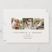 Einfache 3 Foto Save the Date Fotokarte (Vorderseite)