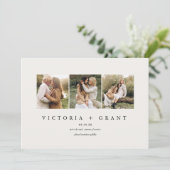 Einfache 3 Foto Save the Date Fotokarte (Stehend Vorderseite)