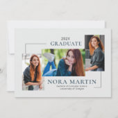 Einfache 3 Foto Türkis Abschluss Ankündigung (Vorderseite)