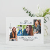 Einfache 3 Foto Türkis Abschluss Ankündigung (Stehend Vorderseite)