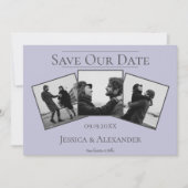 Einfache 3-FotoCollage | Lavendel Save the Date (Vorderseite)